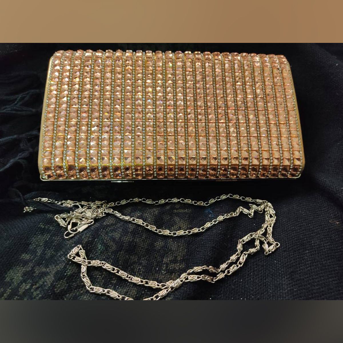 Stone Work Wedding/Party Purse With Chain