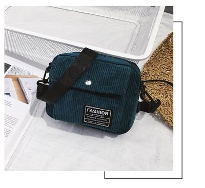 Ainvoev Women Canvas Single Shoulder Bag  Small Square Bag Corduroy Bag Square bag fashion corduroy Bag