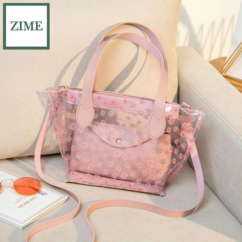 ZIME Summer and autumn new style Korean style printed transparent picture-frame bag one-shoulder diagonal hand bag lady bag