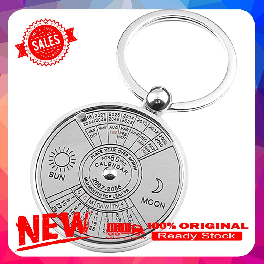 Outdoor Camping Hiking 50 Years Perpetual Calendar Keychain Pendant Gift