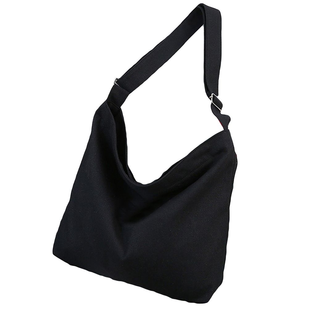 Women Solid Color Canvas Shoulder Bag Adjustable Strap Handbag Storage Pouch