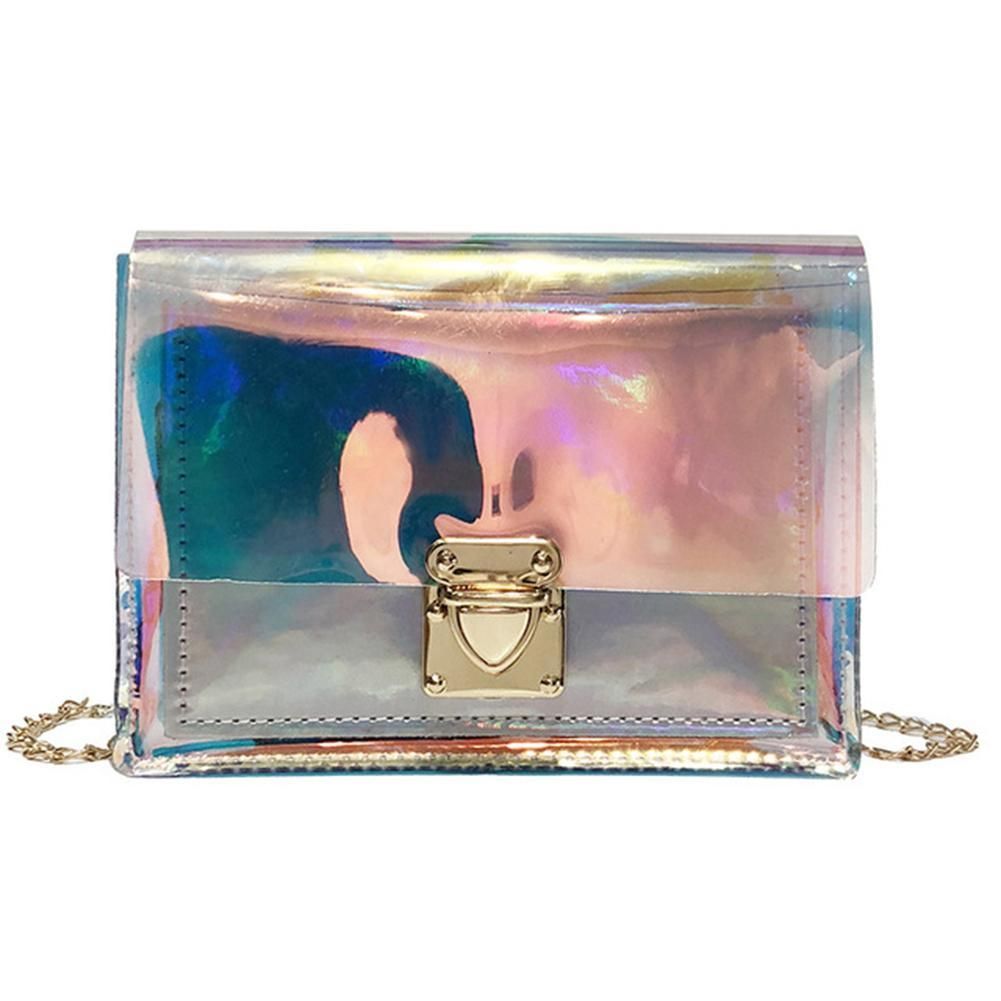 OIMG Ladies Summer Transparent Colorful Small Square Single Shoulder Bag Crossbody Bag