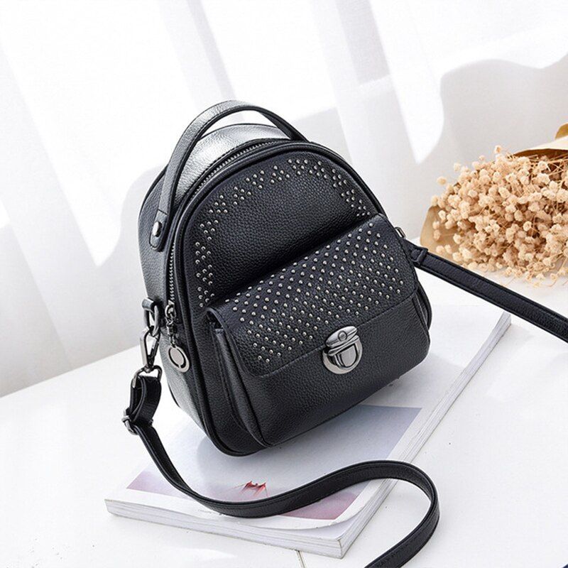 2019 Backpack Women High Teenager Girls Pu Leather School Bags Zipper Lock Design Black Quality Fashion Travel Tote Rucksack New