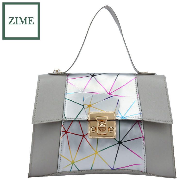 ZIME Korean colorful geometric rhombus color contrast lock chain small square bag shoulder diagonal bag