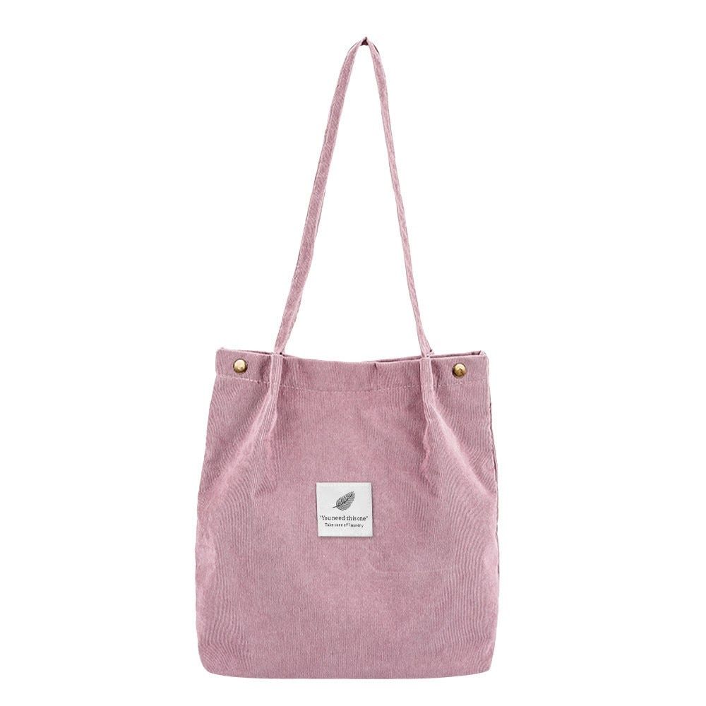 Corduroy Women Shopping Bag Female Canvas Cloth Shoulder Bag Environmental Storage Handbag Reusable Foldable Eco Grocery Totes