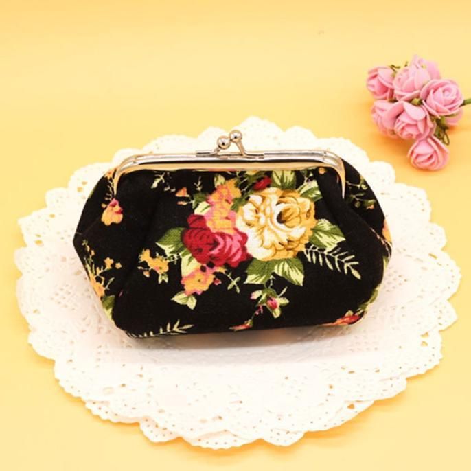【BestGO】Women Lady Retro Vintage Flower Small Wallet Hasp Purse Clutch Bag