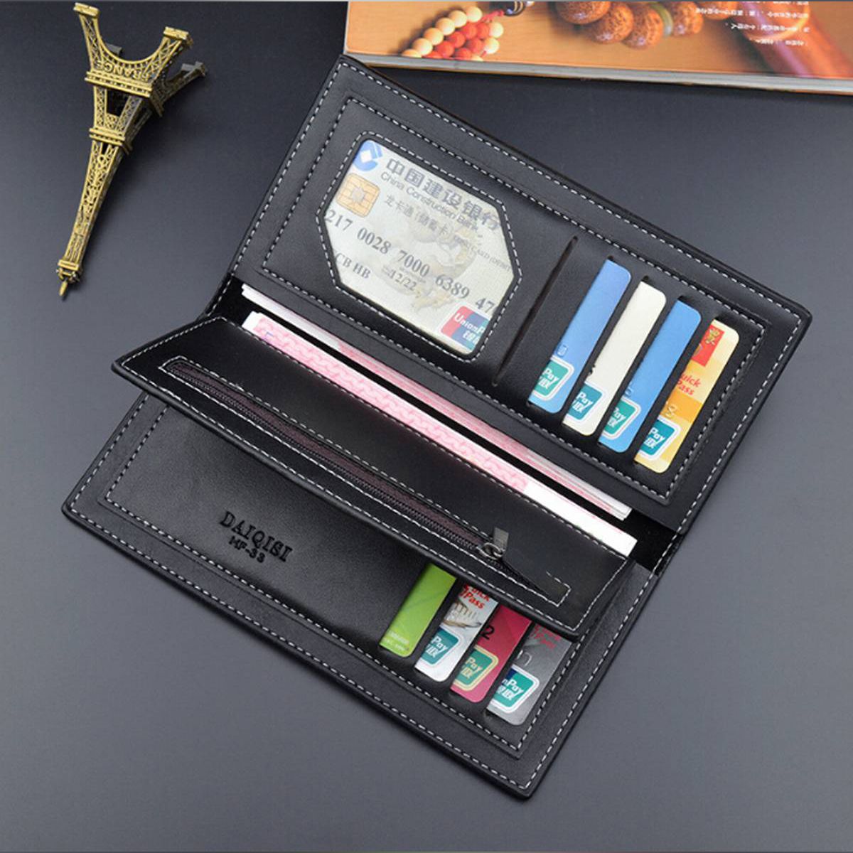 Men'S Wallet Men'S Long Section Thin Section Vertical Section Soft Wallet 3 Fold Multi-Card Position Large Capacity Fashion New Wallet
