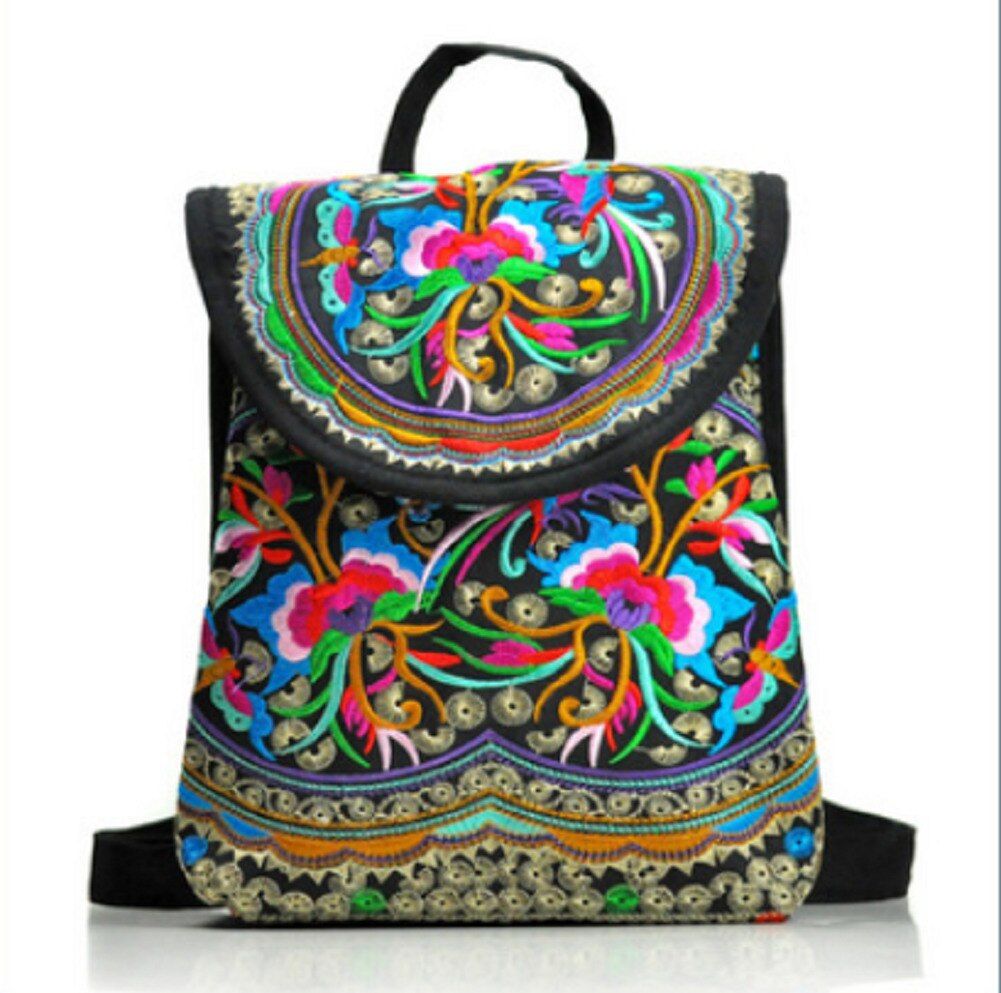 Ethnic style embroidery style embroidered female rucksack fashion atmosphere large capacity travel backpack