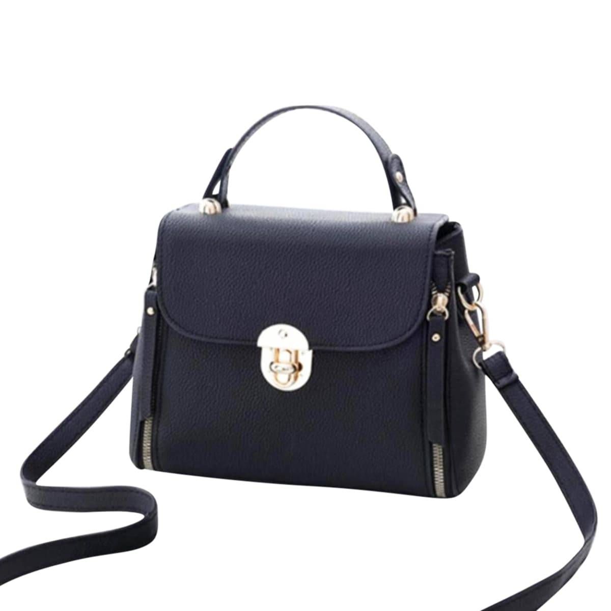 Pu Leather Handbag For Women - Black