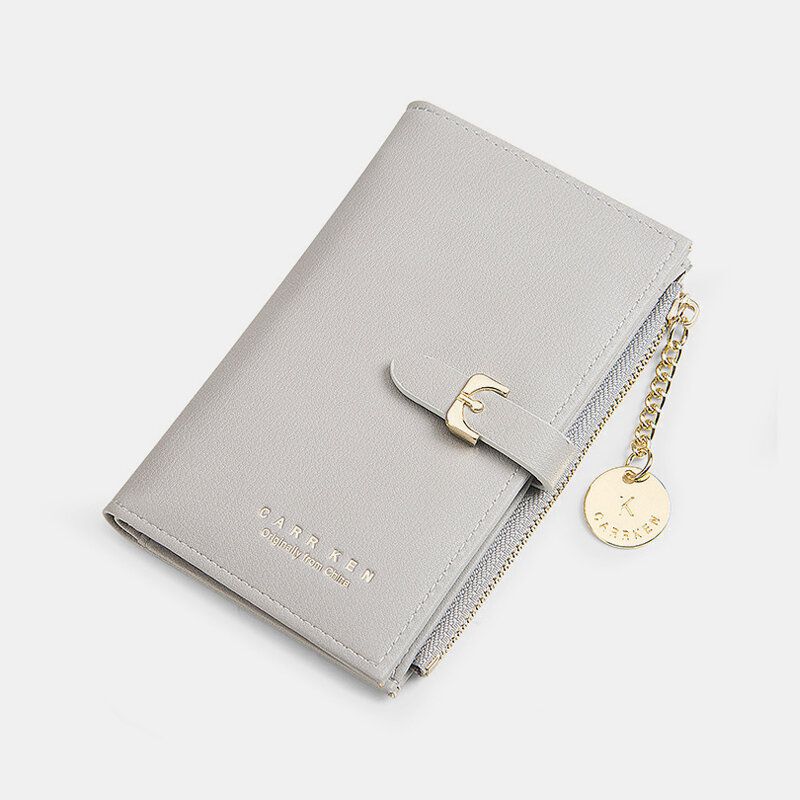 OIMG Women PU Leather Thin Solid Color Bifold Card Holder Wallet
