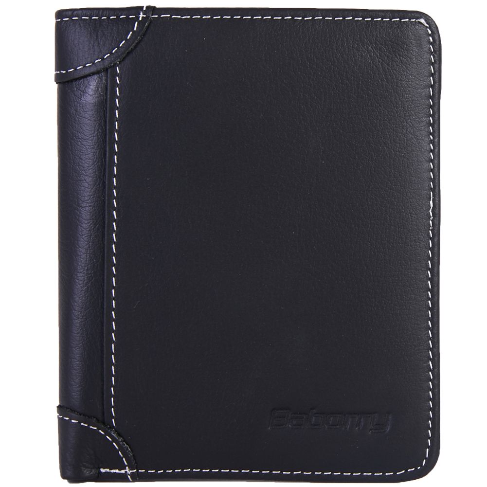 Yfashion Men Short enuine Leather Wallet Horizontal Square Purse ID Bank  Card  Holder