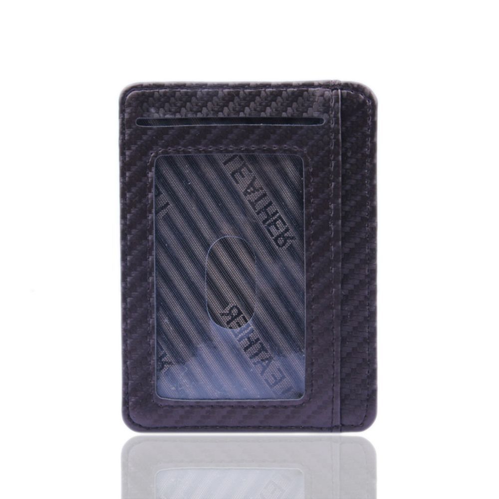 Fashion Pu Leather Carbon Fiber Wallet Mini Slim Wallets Men Credit Card ID Holder with RFID Anti-chief Purse
