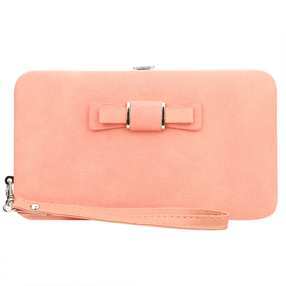 Yfashion Women Fashion Bowknot 2 Folding Snap on Wallet Purse Card Bag