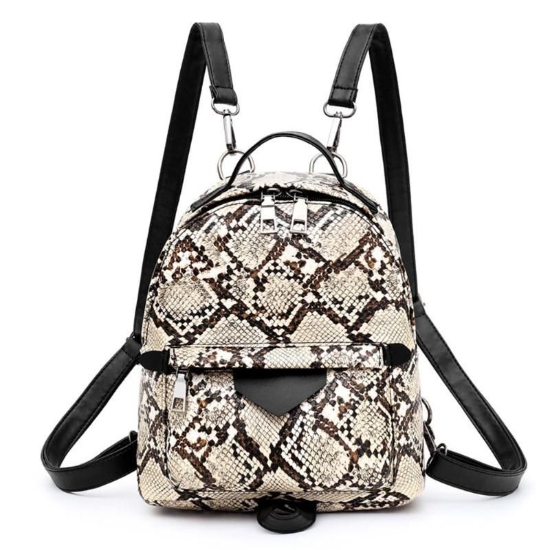 Girls Fashion Female Casual Animal Print Shoulder Crossbody Bags Women Large Capacity Snake Leopard Backpack PU Leather Knapsack