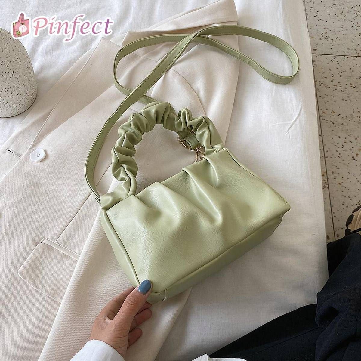 【BestGO】Fashion Women Retro Pastel Color Candy Color Shoulder Messenger Bags PU Leather Female Pleated Ruffle Totes Purse Handbag