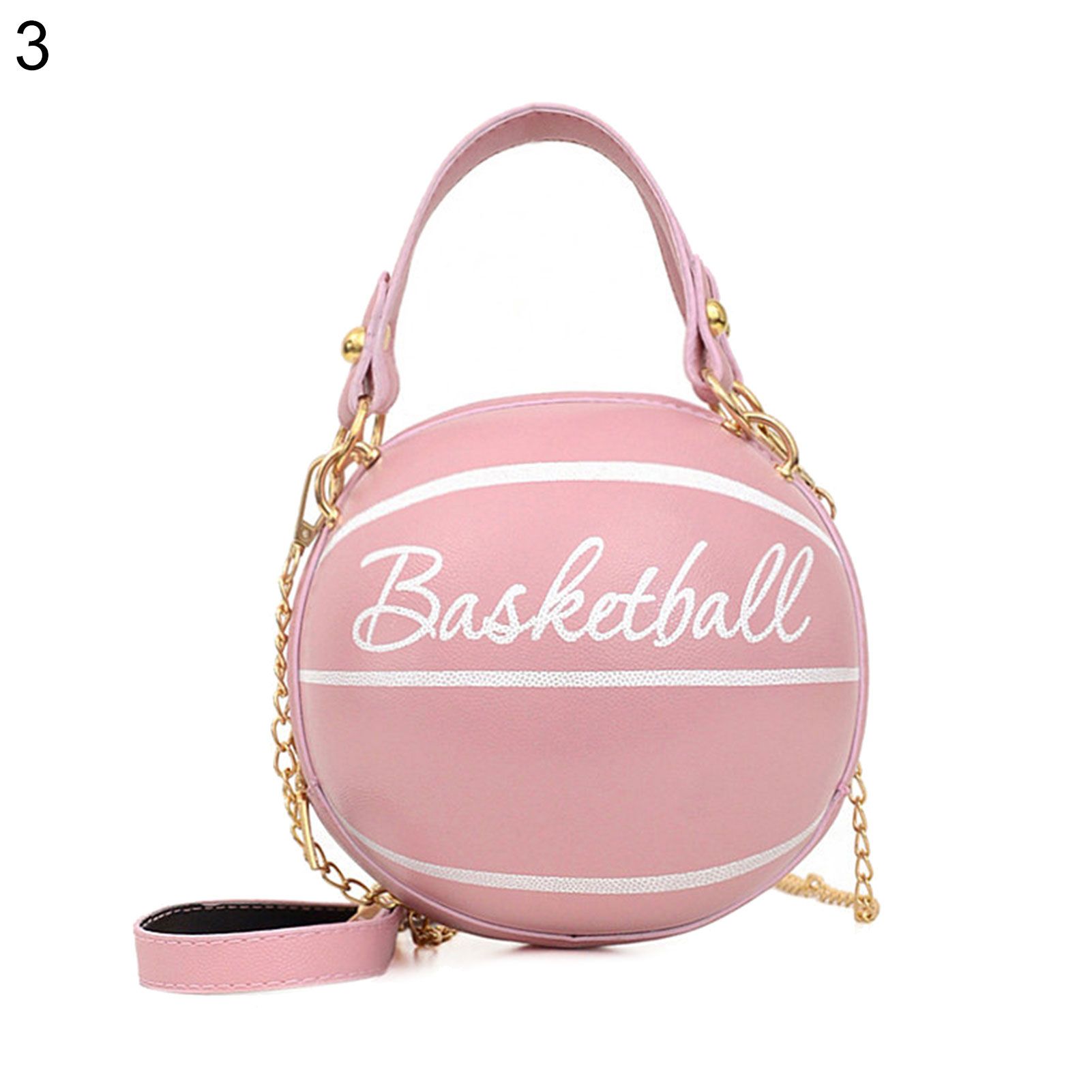 Chic Women Handbag Round Basketball Football Faux Leather Crossbody Shoulder Bag