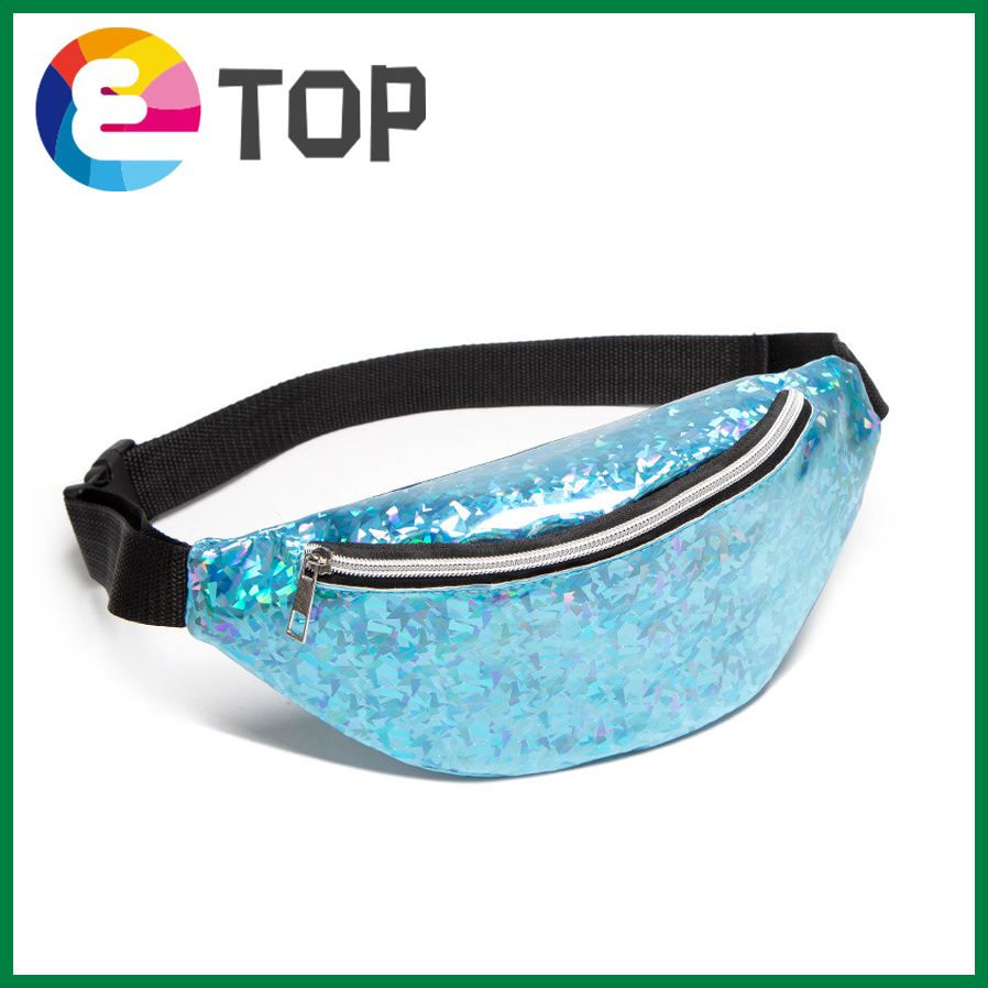 Ladies laser sequins personalized glass floral one-shoulder waist bag seasonal Korean chest bag