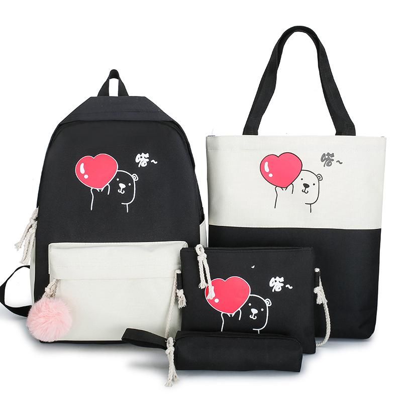 4Pcs/set Women Backpacks Schoolbag For Teenagers Girls Boys Student Book Bag Nylon School Satchel Bolsas Mochilas Sac A 2020