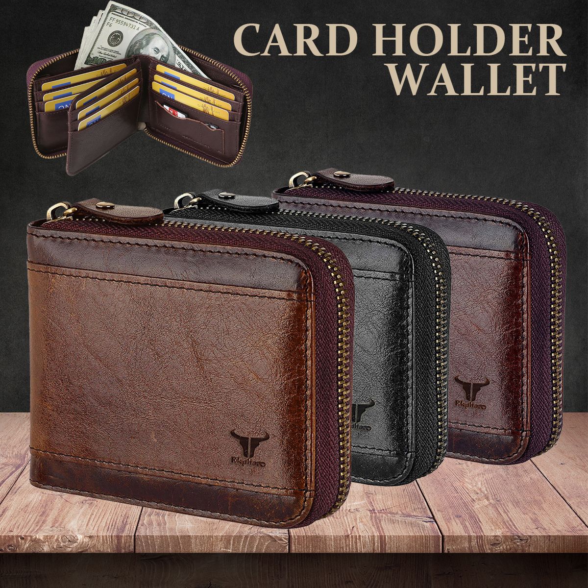 Fashionable Men  Leather Multi-card Slots Retro Coin Wallet SIM Card Foldable Card