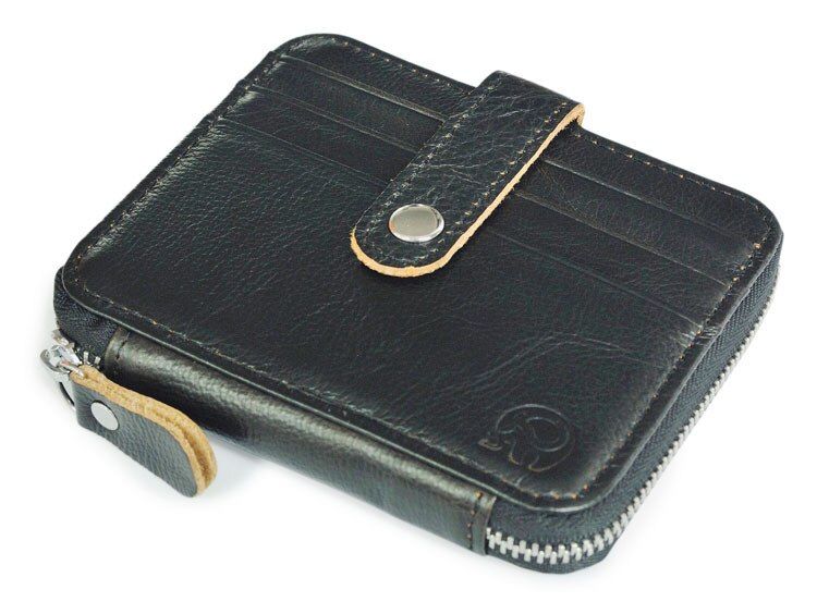 Thin Billfold Vintage Short Wallet Men  Leather Clamp for Money Holder Male Credit Card Case Cash Clip 12 Card Pocket