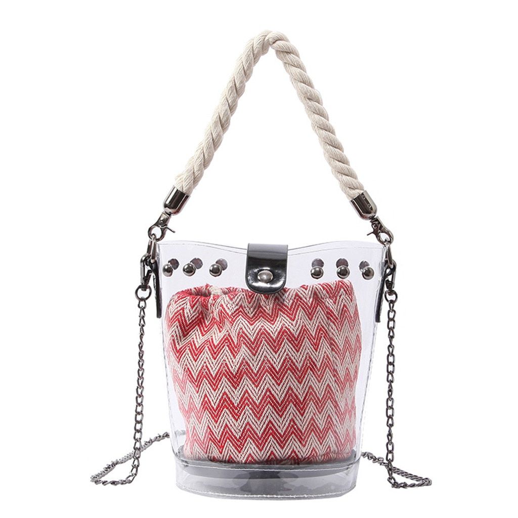 Chain messenger Alloy Bracelet Braided Rope Multiple Layers Of Friendship Bracelet Jelly transparent Bucket May9 Ladies handbag
