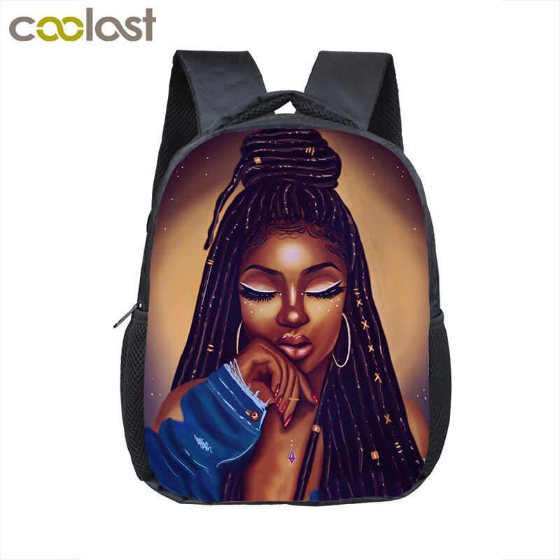 Cartoon Latin America Afro Girl  Backpack Children School Bags Black Girls Boobag Kids Kindergarten Backpack Baby Toddler Bag-12afr41