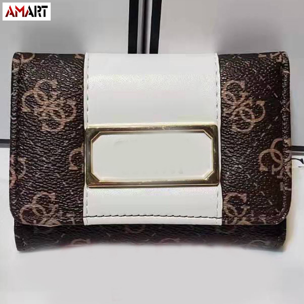 Women\'s 3-Fold Wallet Guess-Like Horizontal Printed PU Purse Multi-Slots