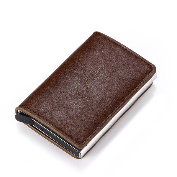 BISI GORO 2020 Slim RFID Wallet Business Card Holder Hasp Aluminum Credit Card Wallet Metal Credit Mini smart Men Purse Case