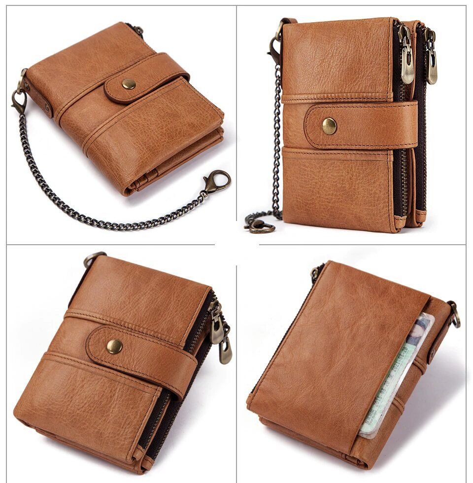 KAVIS Cow Leather Rfid Wallet Men Crazy Horse Wallets Coin Purse Short Male Money Bag Quality Designer Mini Wallet Small man's wallet ( many bag)