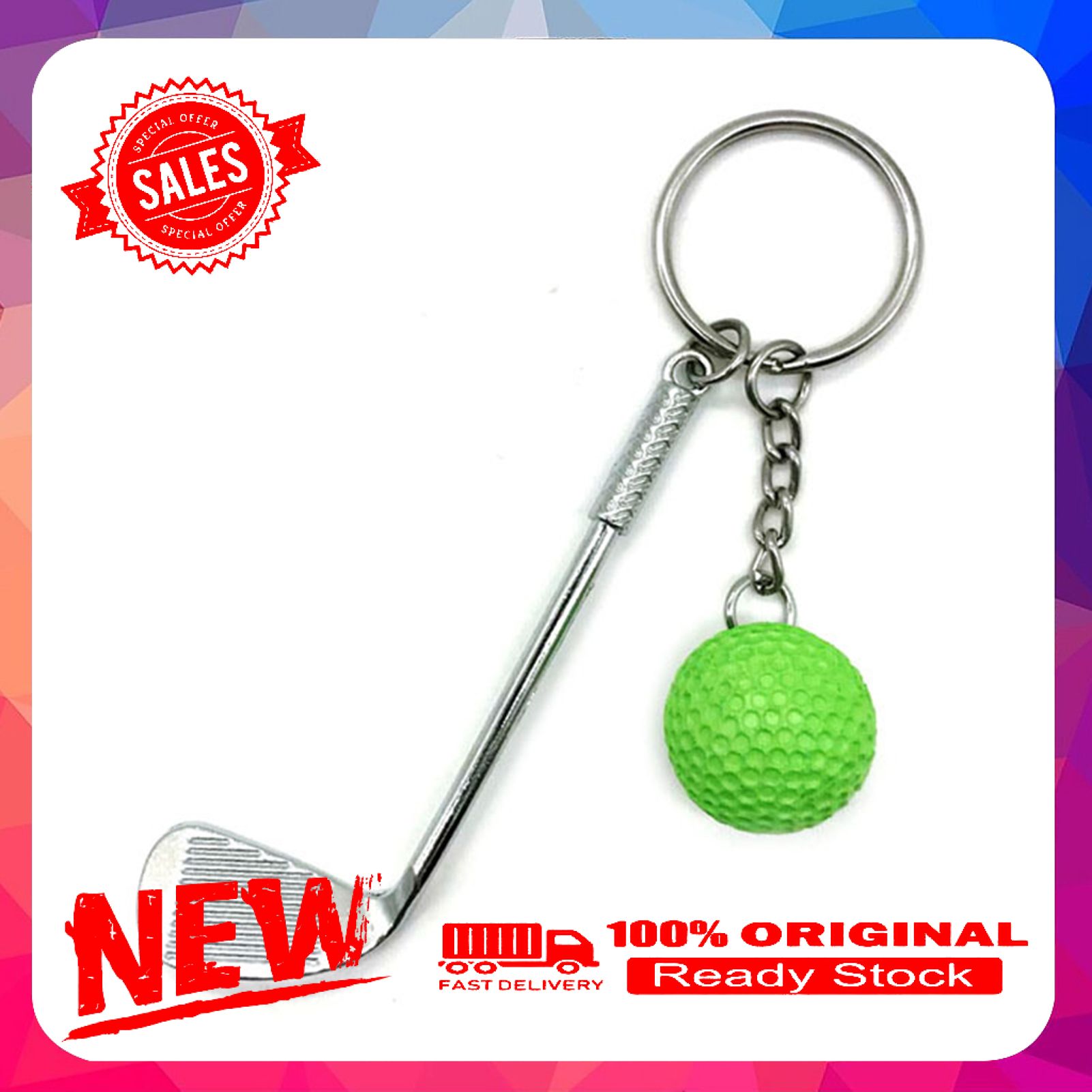 Lightweight Golf Ball Pendant Keychain Fashion Split Keyring for Sport Lovers
