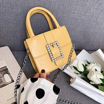 Small Elegant Tote bag For Women 2019 New Quality Leather  Designer Mini Purses and Handbags Pearl Lock Chain Shoulder Messenger