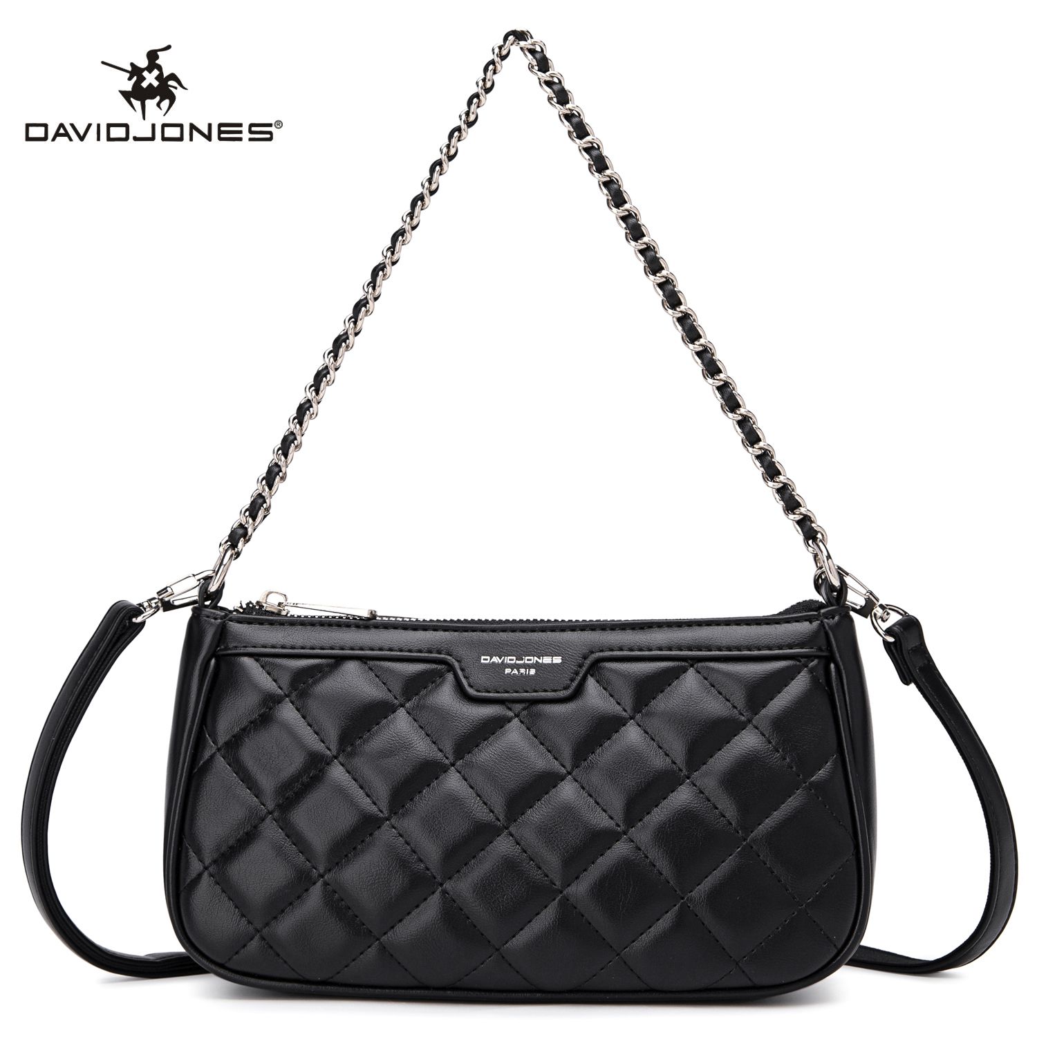 David Jones Paris women shoulder bag pu leather female crossbody bag small scarve lady shoulder bag