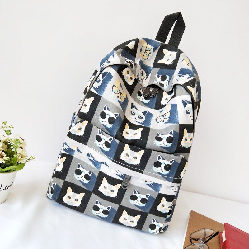 ANAWISHARE Women Printing Backpack Canvas Flowers Animal Shoulder School Bag For Teenagers Girls Daily Backpack Bolsas Mochilas