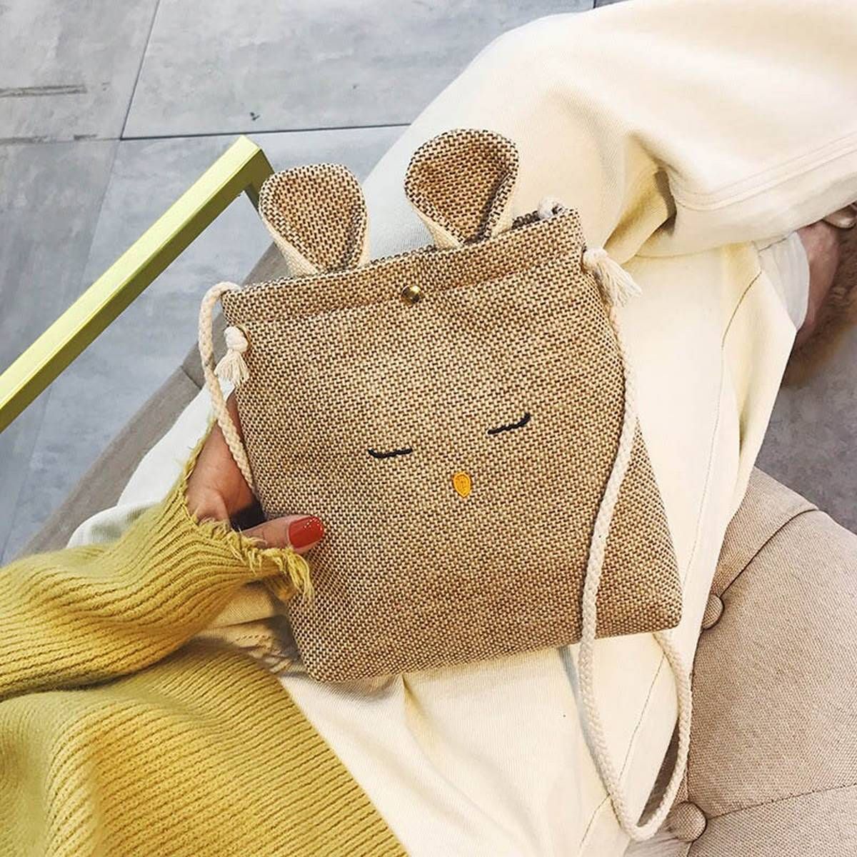 XINGMING 2019 women Cute rabbit bag Linen small Shoulder Bags for women Handbags for girl Crossbody Bags Flap