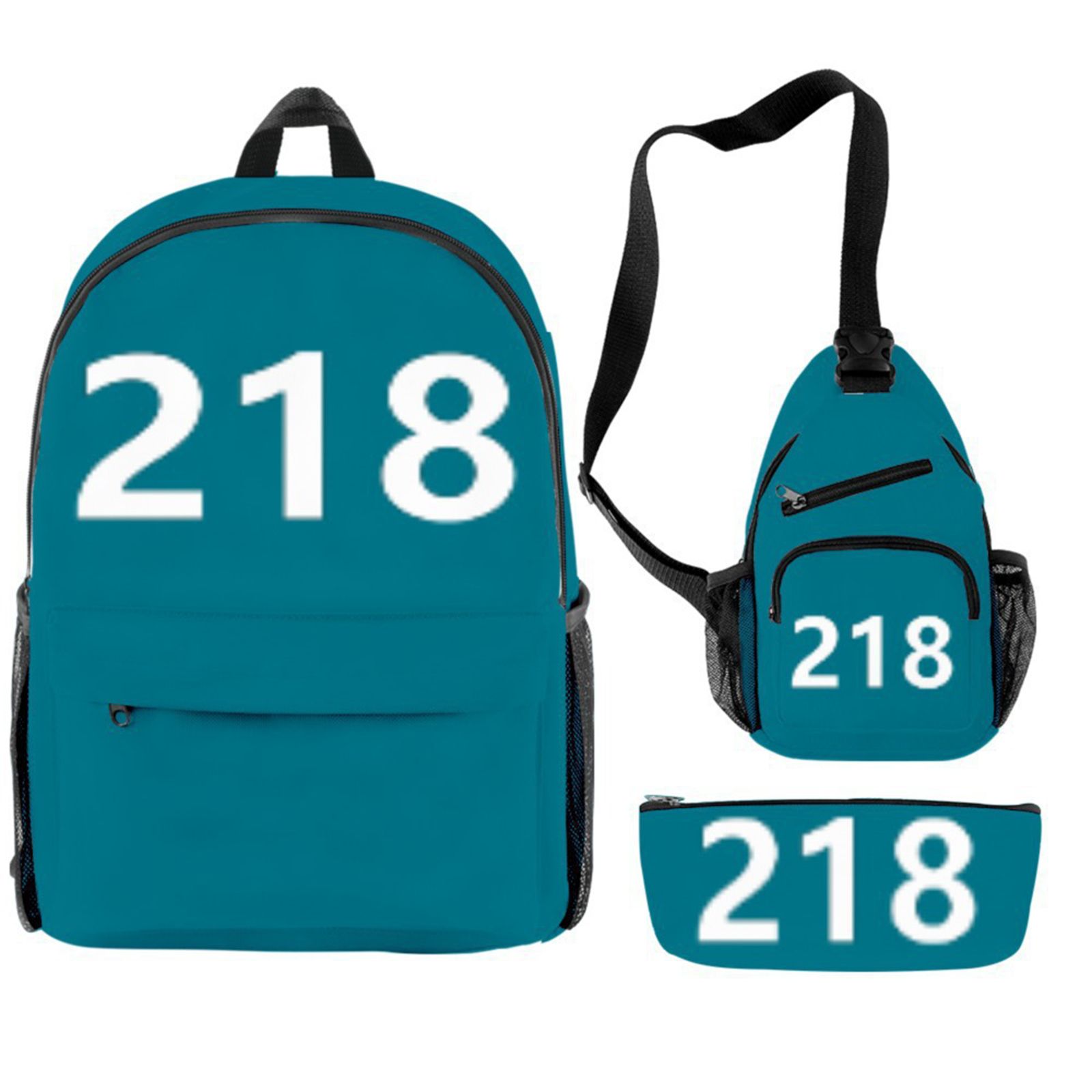 Student Backpack 3pcs Set, Numbers Game Print Large Capacity Chest Pack Pencil Box for Girls Boys