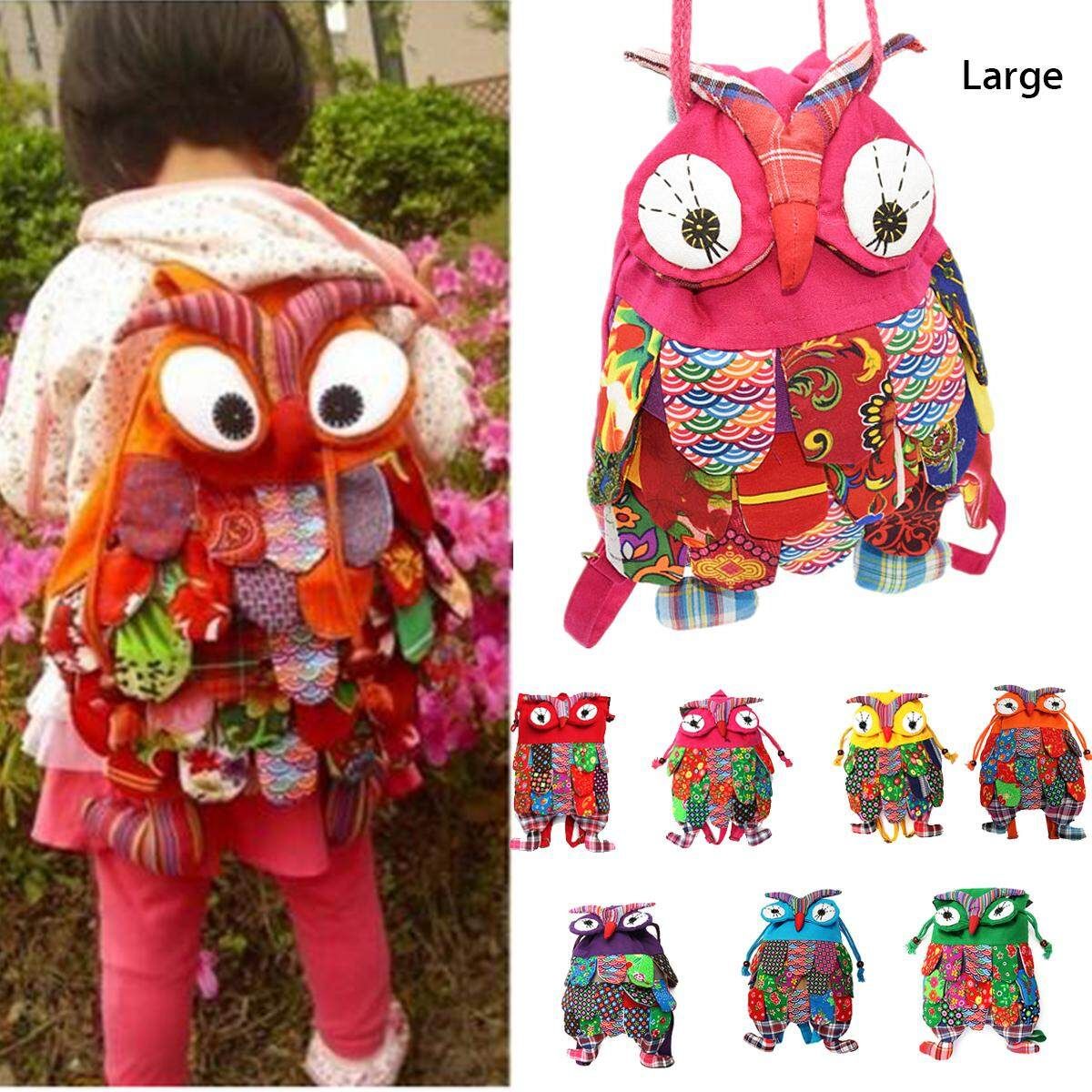 fashion Fashion Kid Colorful Owl Ethnic Backpack Schoolbag Shoulder Bag Satchel Large Rose