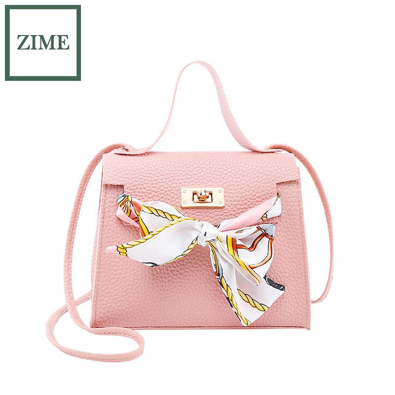 ZIME Female bag litchi pattern with silk scarf bag Korean version of summer and autumn one-shoulder messenger bag