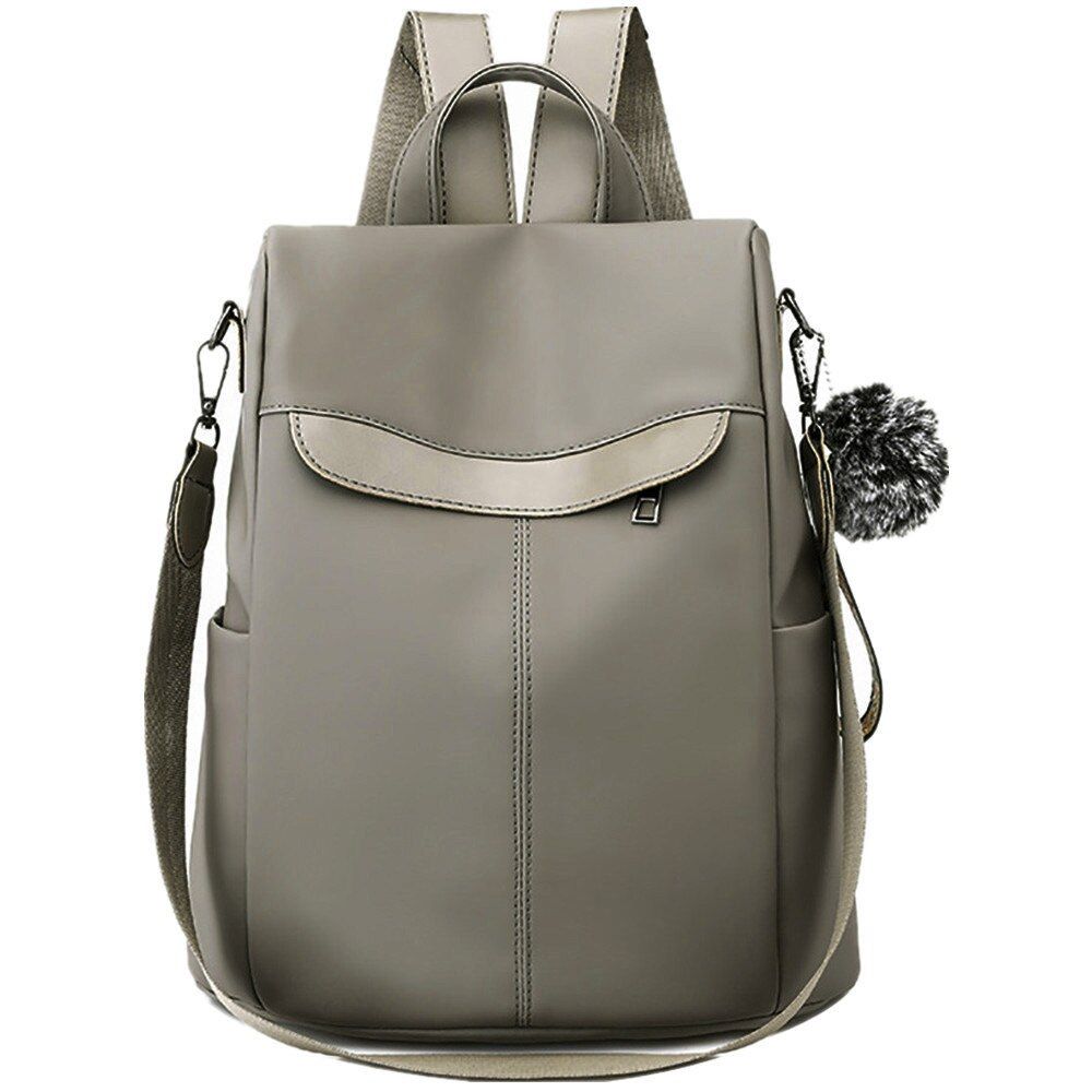 Women Large Capacity Travel Shoulder Bag Hairball Decoration Student School Backpack Trend Wild Oxford Cloth Bag Travel Backpack