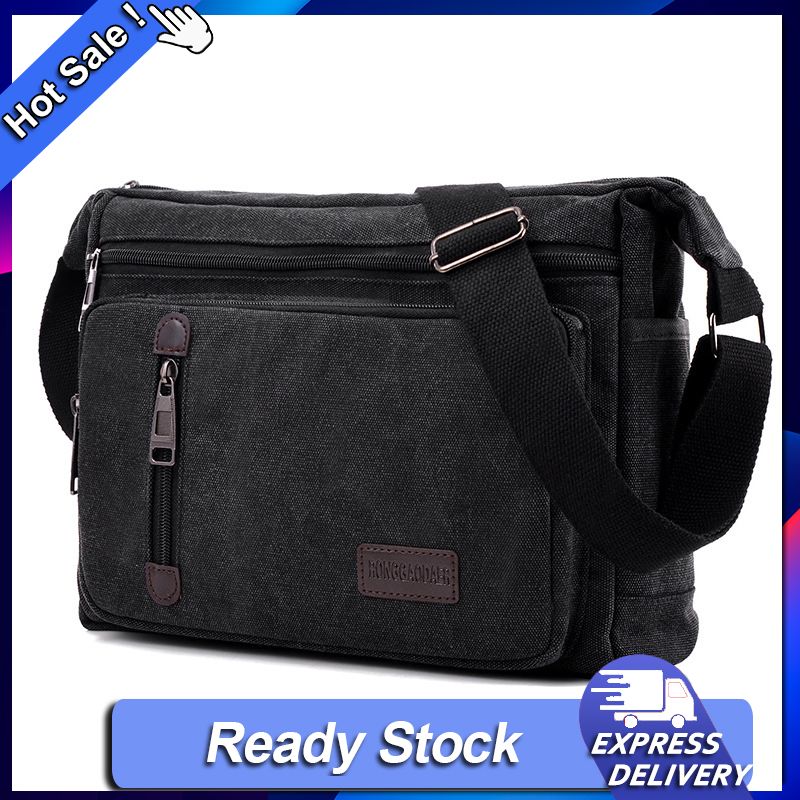 Men Vintage Fashion Leisure Desgin Canvas Messenger Bags Solid Crossbody Shoulder Bag(Khaki)
