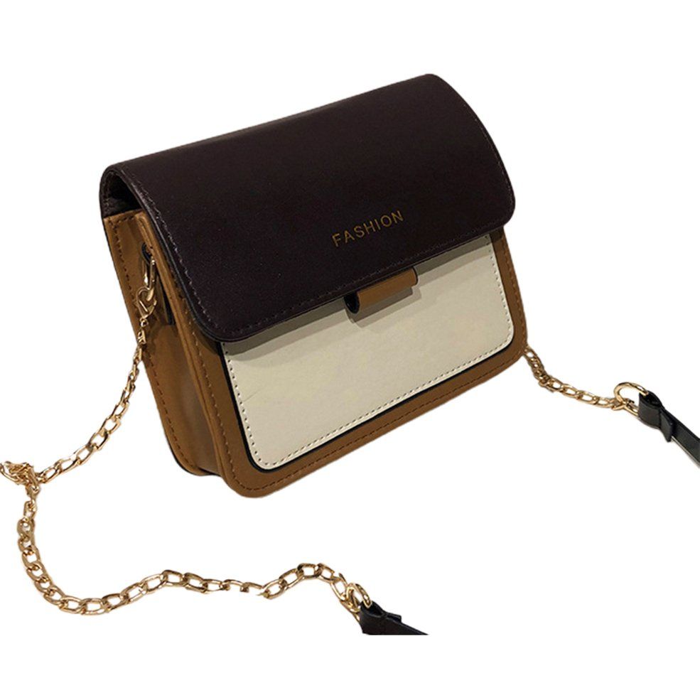 Metal Chain  Bag Square Shoulder Bag Leather Women's Satchel