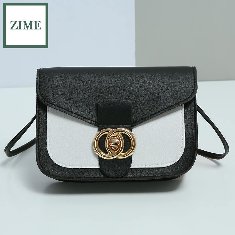 ZIME Summer and autumn Korean ladies one shoulder diagmonal color matchingm small square bagm trendy lock purse