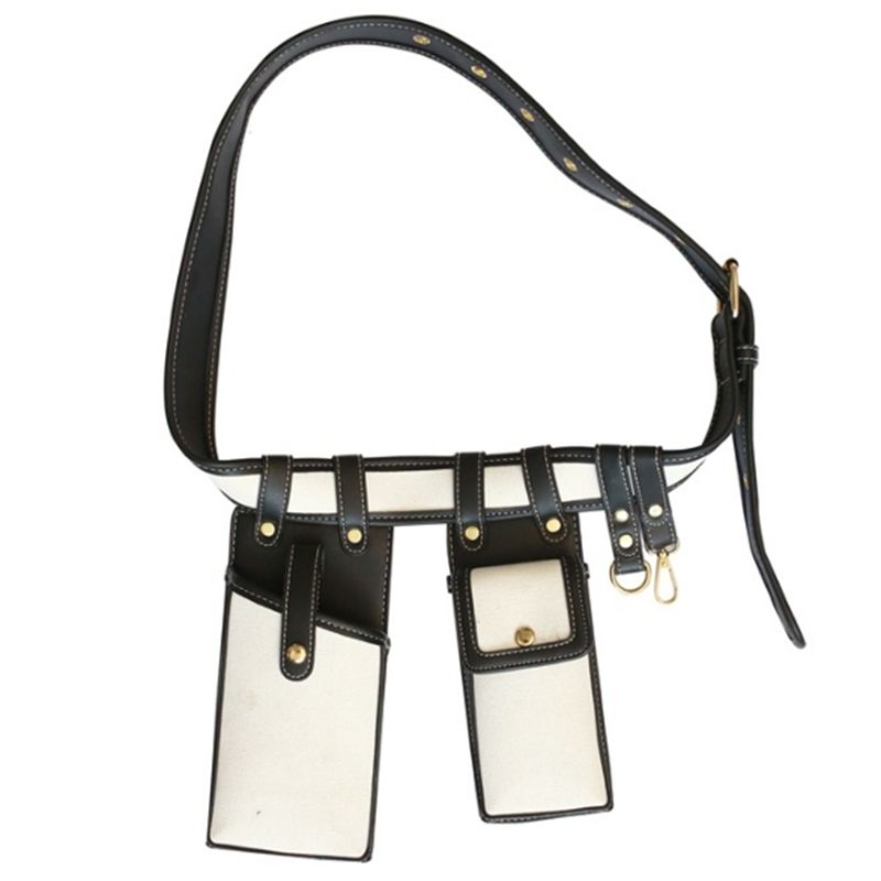 Women Canvas Waist Fanny Pack Belt Bag Travel Hip Bum Chest Phone Pouch(White)