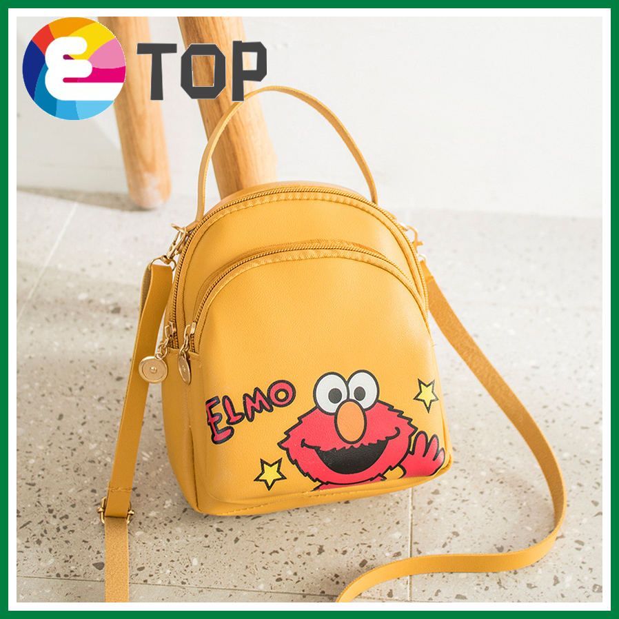 Korean version of ins printed Sesame Street small backpack spring ladies small bag