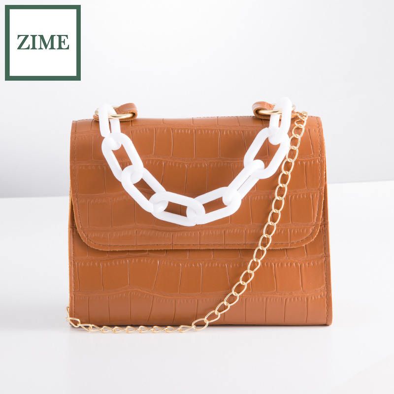 ZIME Fengchao plastic portable purse summer lady crocodile pattern one-shoulder small square bag