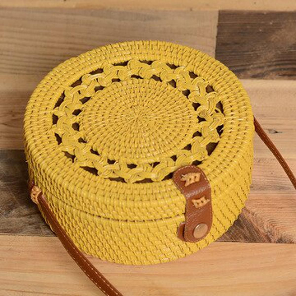 New White Round Rattan Bags For Women Luxury Designer Handbags Bali Vintage Handmade Woven Straw Bag Beach Crossbody Women Bags