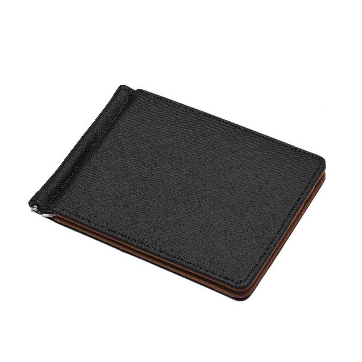 Mens Leather Money Clip Wallets Black Id Credit Card Holder