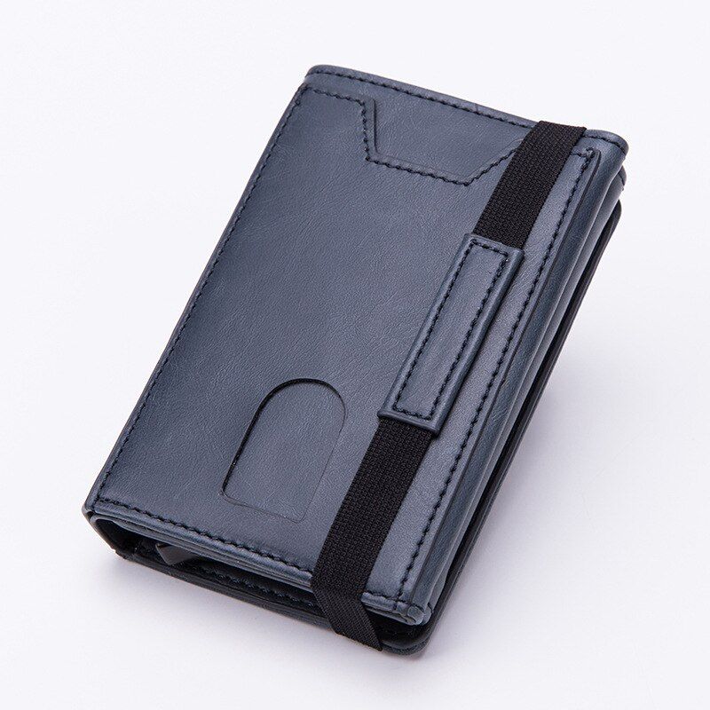 style Vintage Antitheft Men Credit Card Holder Blocking Rfid Wallet Leather Unisex Security Information Aluminum Metal Purse