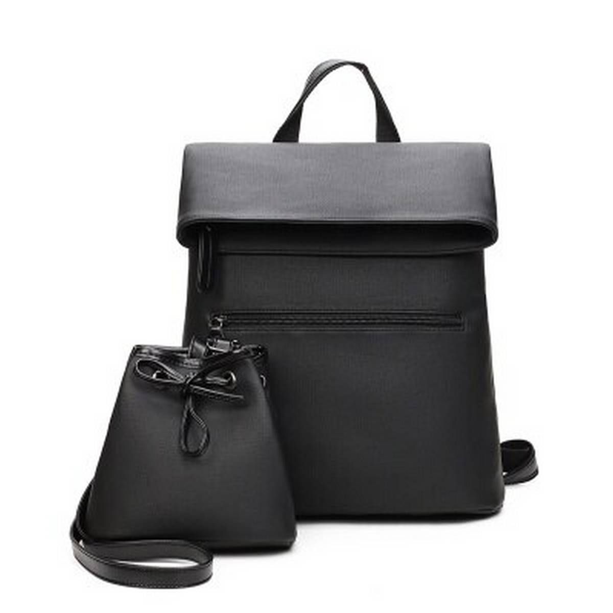 2018 New Simple Style Backpack Women Leather Shoulder Bag For Teenage Girl Fashion 2 Pieces Set Rucksack Multifunction Backpacks