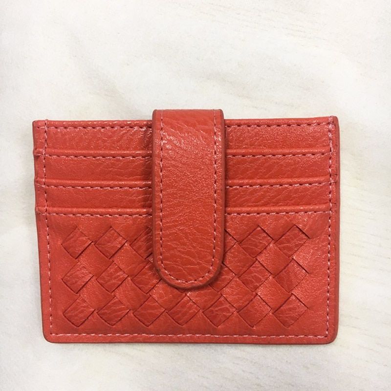 Customized Women Woven Leather Card Holder Man Pocket Slim Card Purse Fashion Luxury Belt Bank Cards Wallets