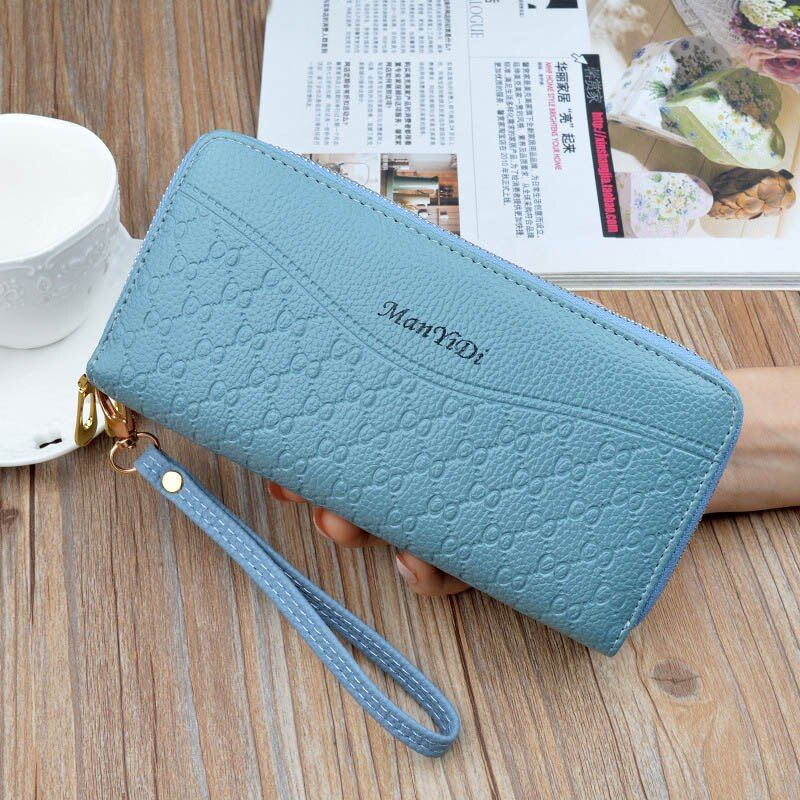 Women Long Wallets Double Zipper Clutches Purse Big Capacity Wristlet Wallet Cash Phone Card Holder Lady Wallets
